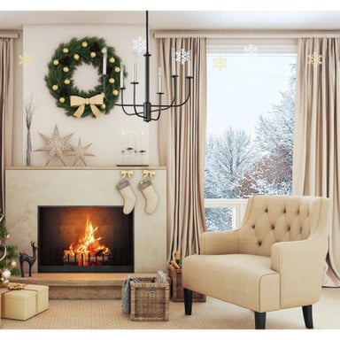 Maxim Lighting 10326BKSN Wesley 6 Light Chandelier Installed in Living Room Setting
