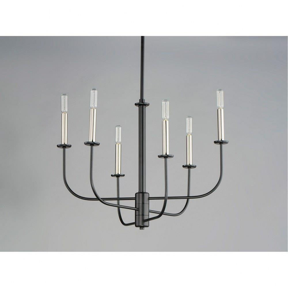 Maxim Lighting 10326BKSN Wesley 6 Light Chandelier in Black/Satin Nickel on Gray Background
