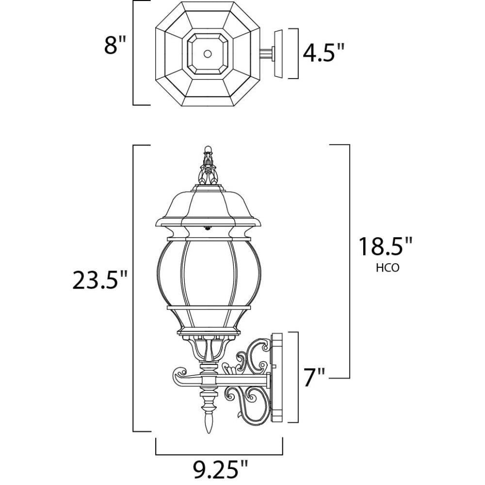 Maxim Lighting 1033BK Crown Hill Outdoor Wall Mount Line Drawing