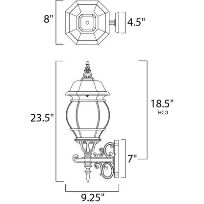 Maxim Lighting 1033BK Crown Hill Outdoor Wall Mount Line Drawing