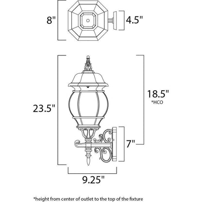 Maxim Lighting 1033BK Crown Hill Outdoor Wall Mount Dimension Diagram
