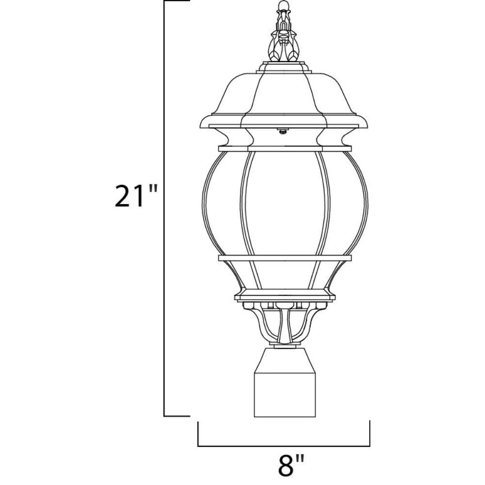 Maxim Lighting 1035BK Crown Hill Outdoor Post Mount Dimensions - 21 inch Height x 8 inch Width