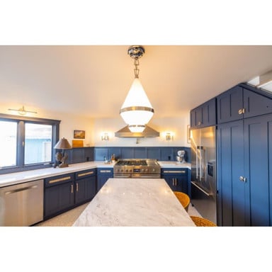 Maxim Lighting 10376WTPN Giza Pendant installed above kitchen island