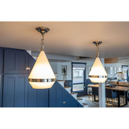 Maxim Lighting 10376WTPN Giza Pendant pair installed in open-concept living space