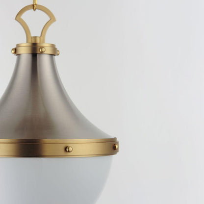 Maxim Lighting 10384WTSNSBR Conrad Pendant Detail View of Satin Nickel Shade and Satin Brass Hardware