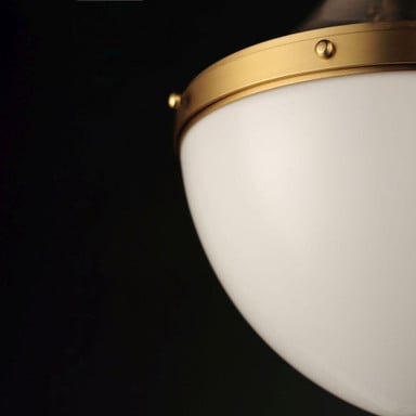 Maxim Lighting 10384WTSNSBR Conrad Pendant Close-Up of Satin Brass Ring and White Glass Diffuser