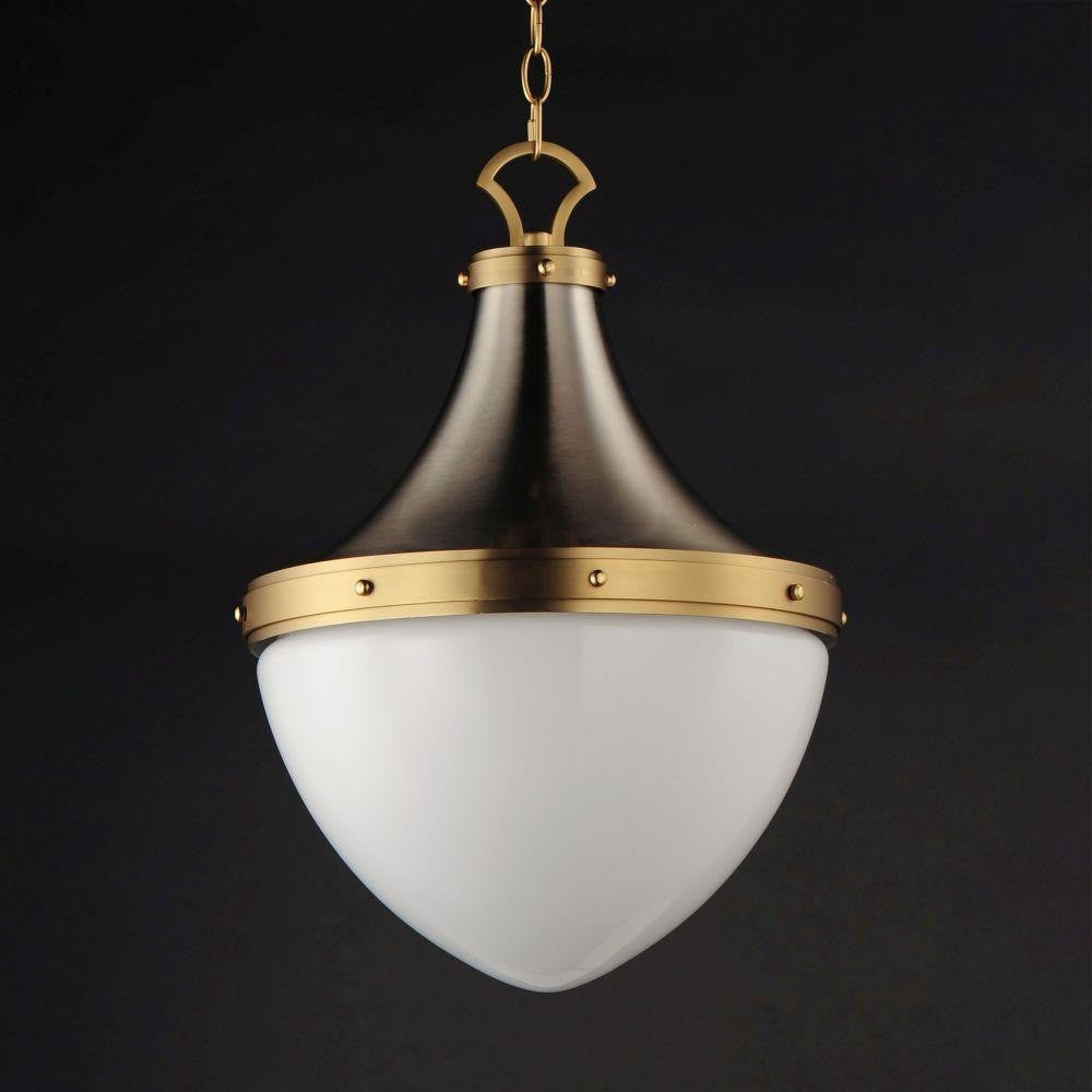 Maxim Lighting 10386WTSNSBR Conrad 1 Light Pendant Ceiling Light in Satin Nickel and Satin Brass on Dark Background
