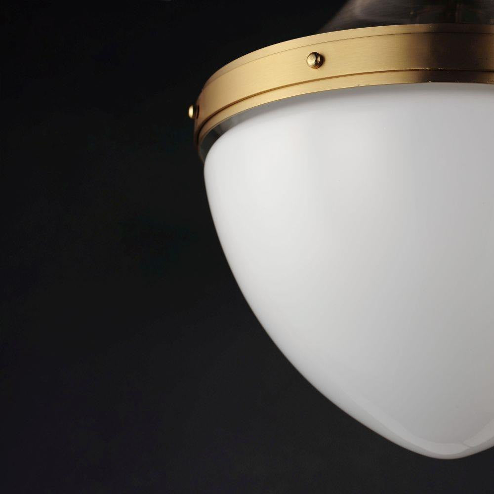 Maxim Lighting 10386WTSNSBR Conrad Pendant Close-Up of Satin Brass Ring and White Glass Shade