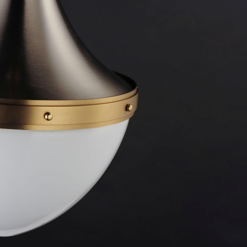 Maxim Lighting 10386WTSNSBR Conrad Pendant Close-Up Detail of Satin Nickel Body and Satin Brass Band