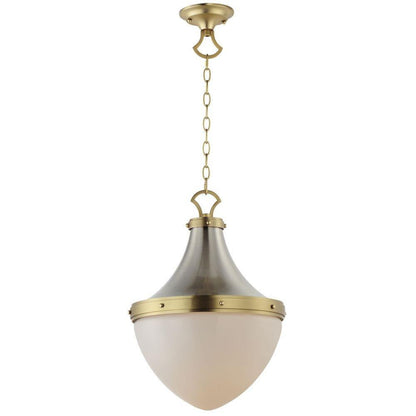 Maxim Lighting 10386WTSNSBR Conrad 1 Light Pendant Full View on White Background in Satin Nickel and Satin Brass