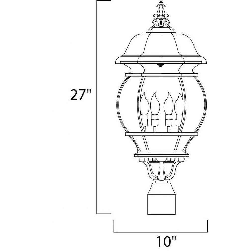 Maxim Lighting 1038BK Crown Hill Outdoor Post Mount Dimensions - 27 inch Height x 10 inch Width