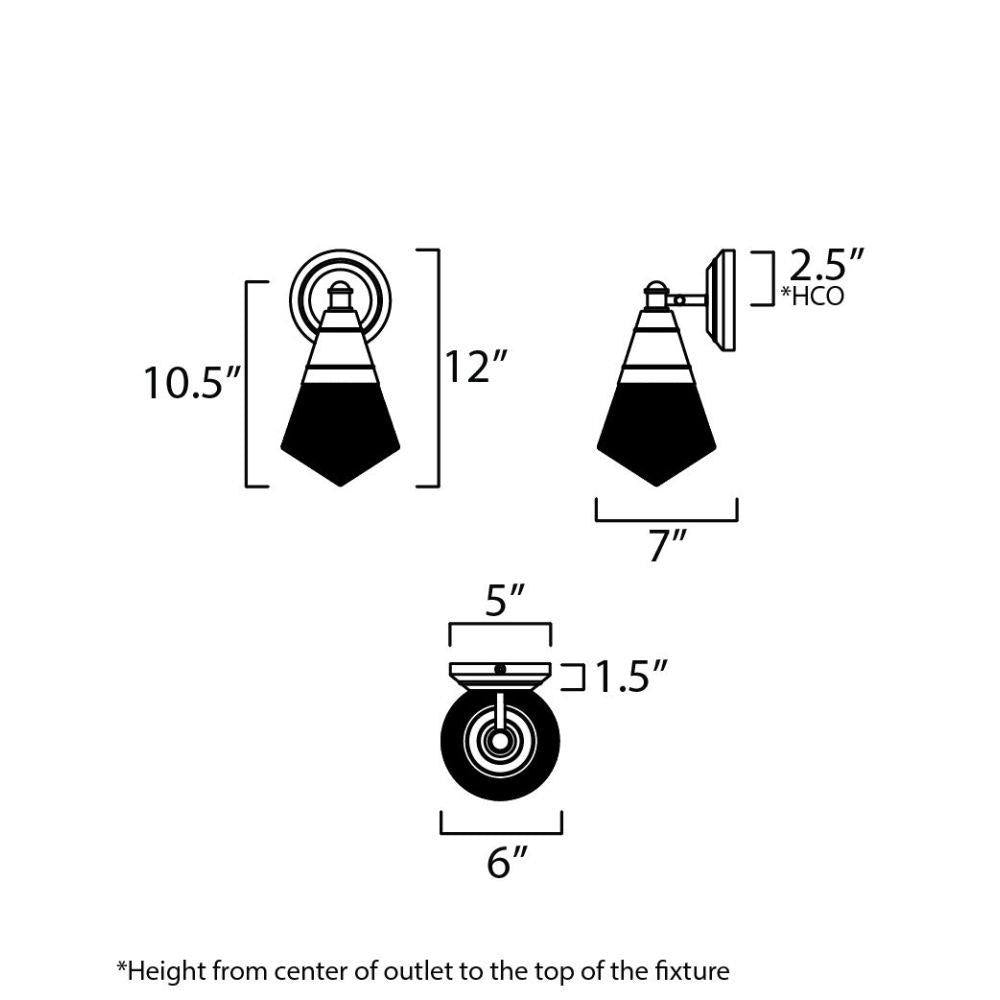 Maxim Lighting 10391PRNAB Hargreaves 1 Light 12 Inch Natural Aged Brass Wall Sconce - Dimensions Diagram
