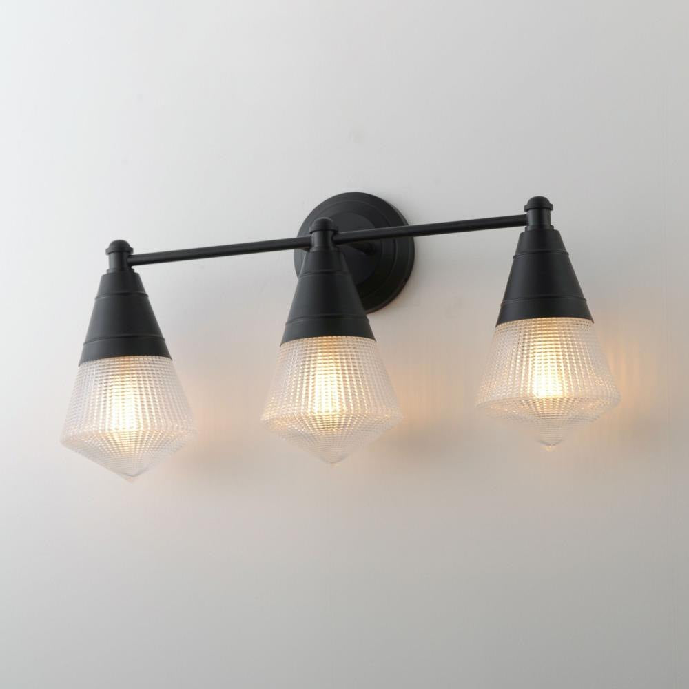 Maxim Lighting 10393PRBK Hargreaves 3 Light Black Bath Vanity Wall Light Lit