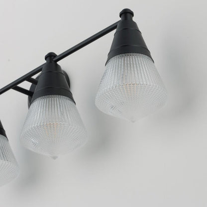 Maxim Lighting 10394PRBK Hargreaves 4 Light Black Bath Vanity Wall Light - Prismatic Glass Detail