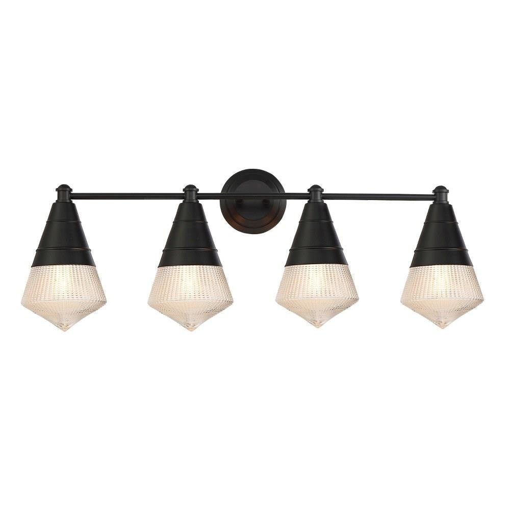Maxim Lighting 10394PRBK Hargreaves 4 Light Black Bath Vanity Wall Light - Angle View