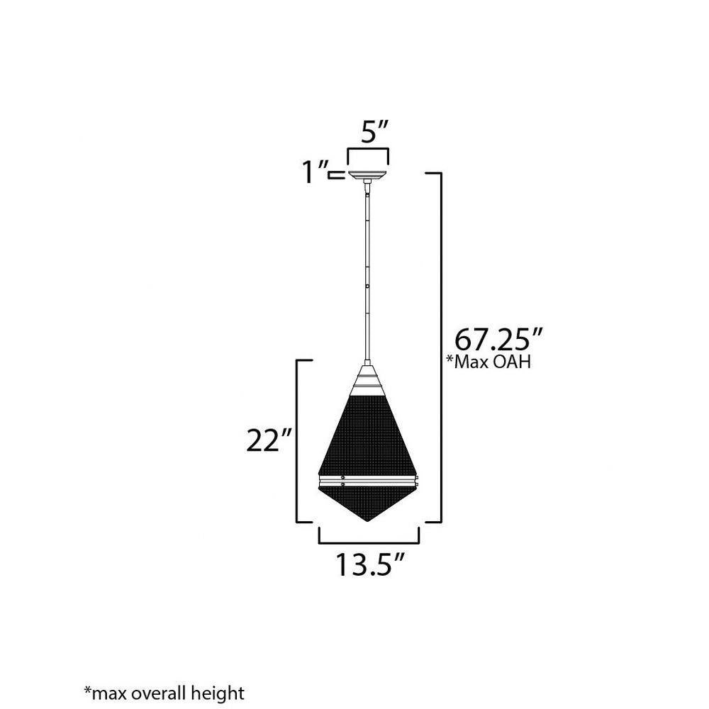 Maxim Lighting 10395PRNAB Hargreaves Pendant Ceiling Light Dimensions Diagram