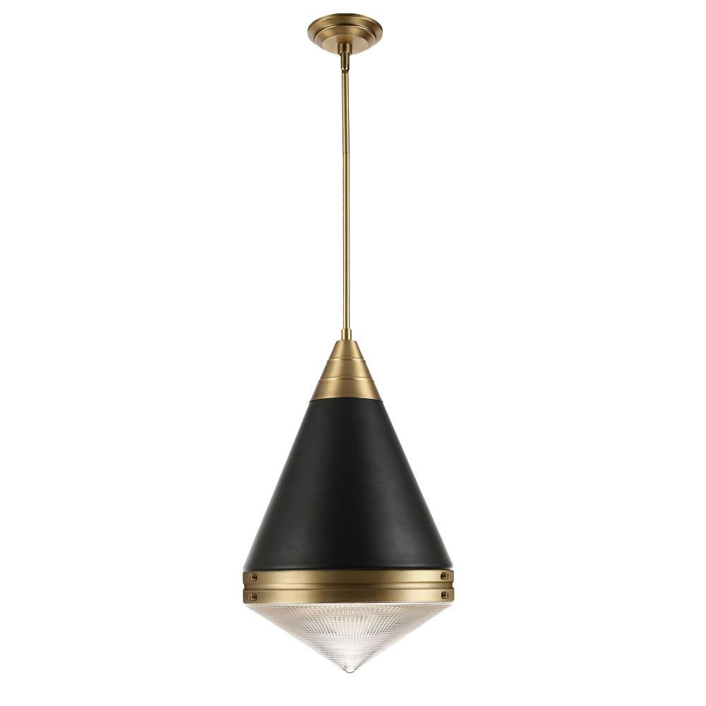 Maxim Lighting 10396PRNAB Hargreaves 1 Light 13.5 inch Black/Natural Aged Brass Pendant Ceiling Light