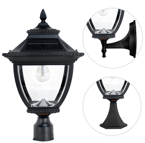 Gama Sonic 104B033 Pagoda Bulb Solar Lamp – Wall/Pier/3″ Fitter Mount