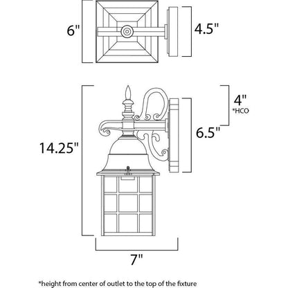 Maxim Lighting 1051BK North Church Outdoor Wall Lantern Dimensions Diagram