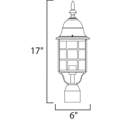 Maxim Lighting 1052BK North Church 1 Light 6 inch Black Outdoor Pole Post Mount Dimensions Diagram
