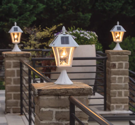 Gama Sonic 105B233 Baytown II Bulb Solar Post Light with Patented Light Bulb - Wall/Pier/3″ Fitter Mounts - White