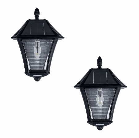Gama Sonic 105BP250040 Baytown II Sconce Solar Lamp – Set of 2 - Black
