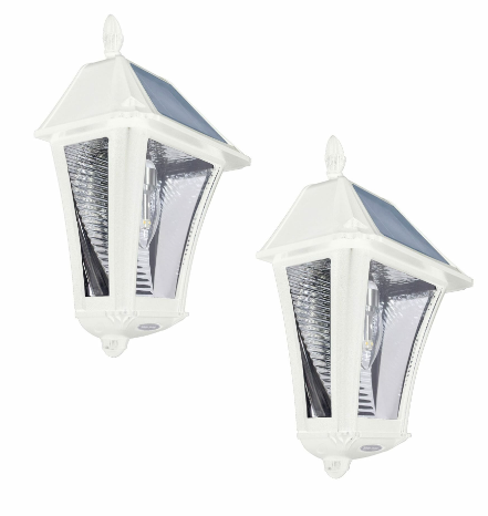 Gama Sonic 105BP250240 Baytown II Sconce Solar Lamp – Set of 2 - White