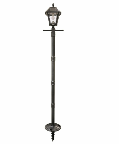 Gama Sonic 105BSG01 Baytown II Bulb Solar Lamp Post with Patented Light Bulb & EZ-Anchor Base for Easy Installation - Black