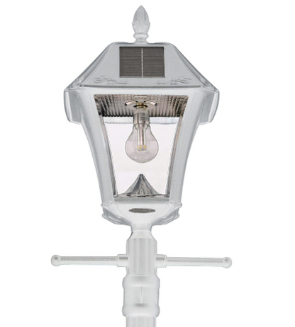 Gama Sonic 105BSG21 Baytown II Bulb Solar Lamp Post with Patented Light Bulb & EZ-Anchor Base for Easy Installation - White