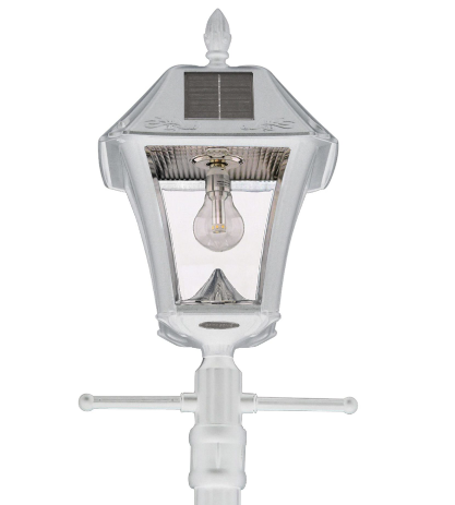 Gama Sonic 105BSG21 Baytown II Bulb Solar Lamp Post with Patented Light Bulb & EZ-Anchor Base for Easy Installation - White