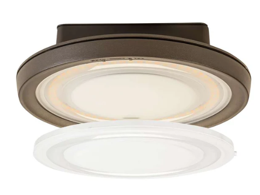 Keystone KT-CLED25PS-S2-OSH-8CSB-VDIM LED 8-Inch Round Canopy Light Fixture Dimmable with Optic Swap, Multi-Color Temperature, Voltage 120-277V, Bronze
