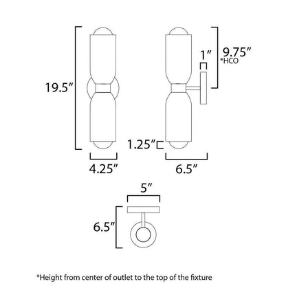 Maxim Lighting 10622TVOY Pompeii Wall Sconce Dimensions Diagram