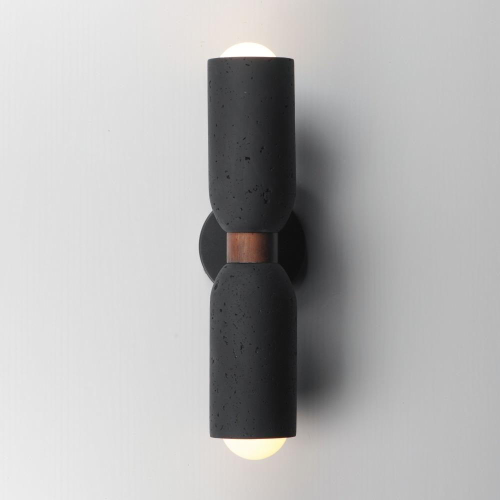 Maxim Lighting 10622LVBK Pompeii 2 Light Wall Sconce in Lava Black - illuminated lifestyle view