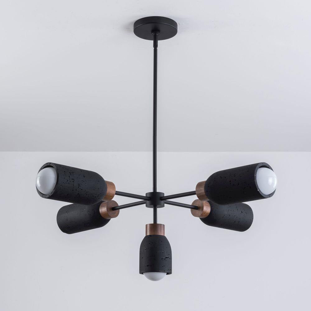 Maxim Lighting 10625LVBK Pompeii 5 Light Lava Black Chandelier Installed on Ceiling