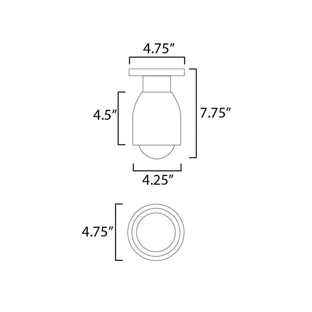 Maxim Lighting 10629TVOY Pompeii Flush Mount dimension diagram showing 4.75 inch width and 7.75 inch height