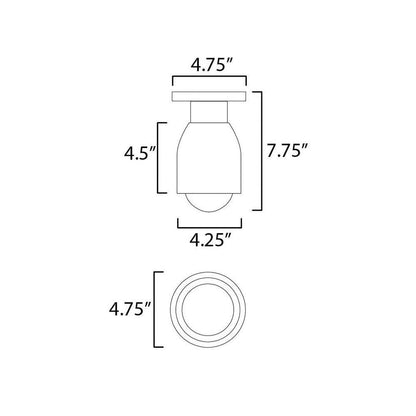 Maxim Lighting 10629TVOY Pompeii Flush Mount dimension diagram showing 4.75 inch width and 7.75 inch height