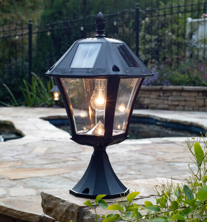 Gama Sonic 106B033 Royal Bulb Solar Lamp - Wall/Pier/3″ Fitter Mounts - Black