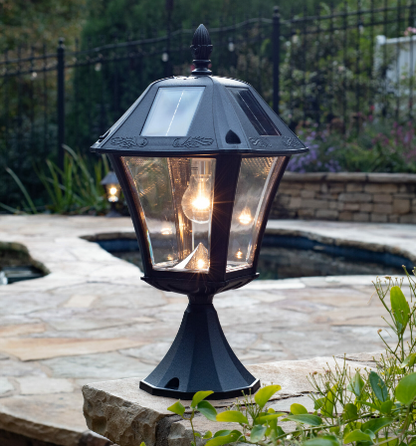 Gama Sonic 106B033 Royal Bulb Solar Lamp - Wall/Pier/3″ Fitter Mounts - Black
