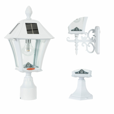 Gama Sonic 106B50233 Baytown Bulb Solar Lamp - Wall/Pier/3″ Fitter Mounts - Black