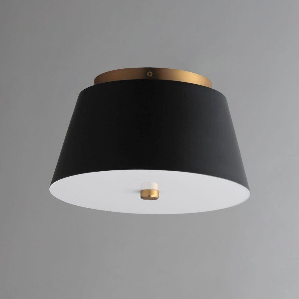 Maxim Lighting 10710WTBKNAB Miles 1 Light LED Flush Mount in Black and Natural Aged Brass - Elevated Angle View
