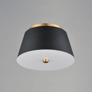 Maxim Lighting 10710WTBKNAB Miles 1 Light LED Flush Mount in Black and Natural Aged Brass - Straight Front View