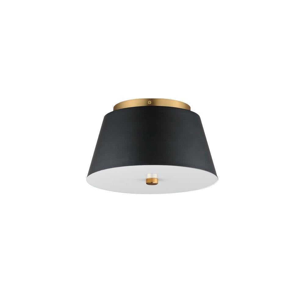 Maxim Lighting 10710WTBKNAB Miles 1 Light LED Flush Mount in Black and Natural Aged Brass - White Background