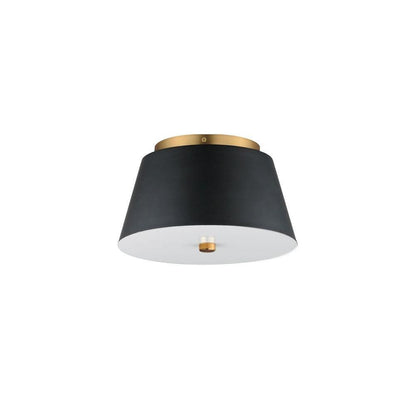 Maxim Lighting 10710WTBKNAB Miles 1 Light LED Flush Mount in Black and Natural Aged Brass - White Background
