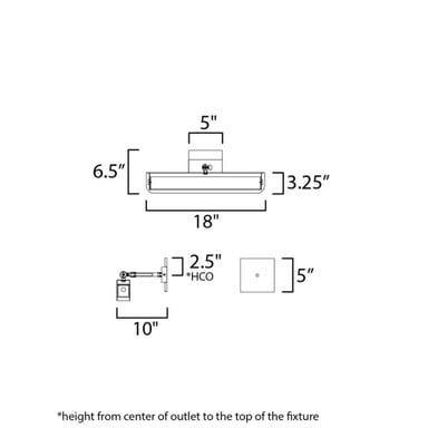 Maxim Lighting 10711WTBKNAB Miles LED Wall Sconce Dimensions Diagram
