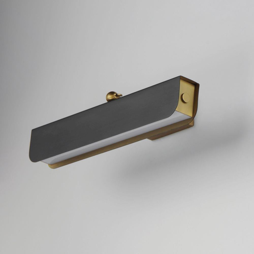 Maxim Lighting 10711WTBKNAB Miles LED Wall Sconce Angled View Matte Black Natural Aged Brass
