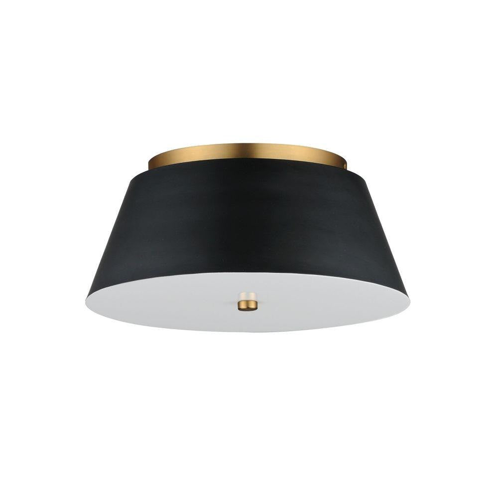 Maxim Lighting 10719WTBKNAB Miles 1 Light 16 Inch Black/Natural Aged Brass Flush Mount Ceiling Light