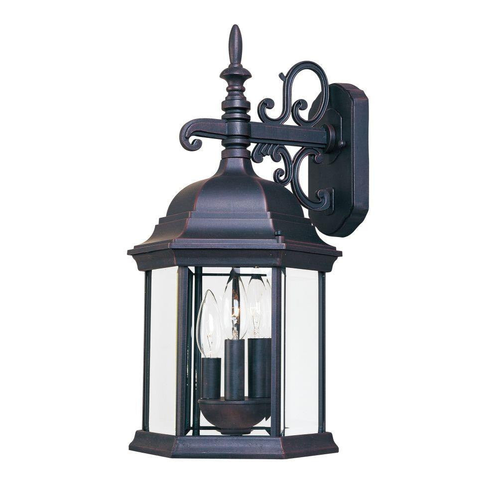 Maxim Lighting 1073CLEB Cast 3 Light 19 Inch Empire Bronze Outdoor Wall Lantern