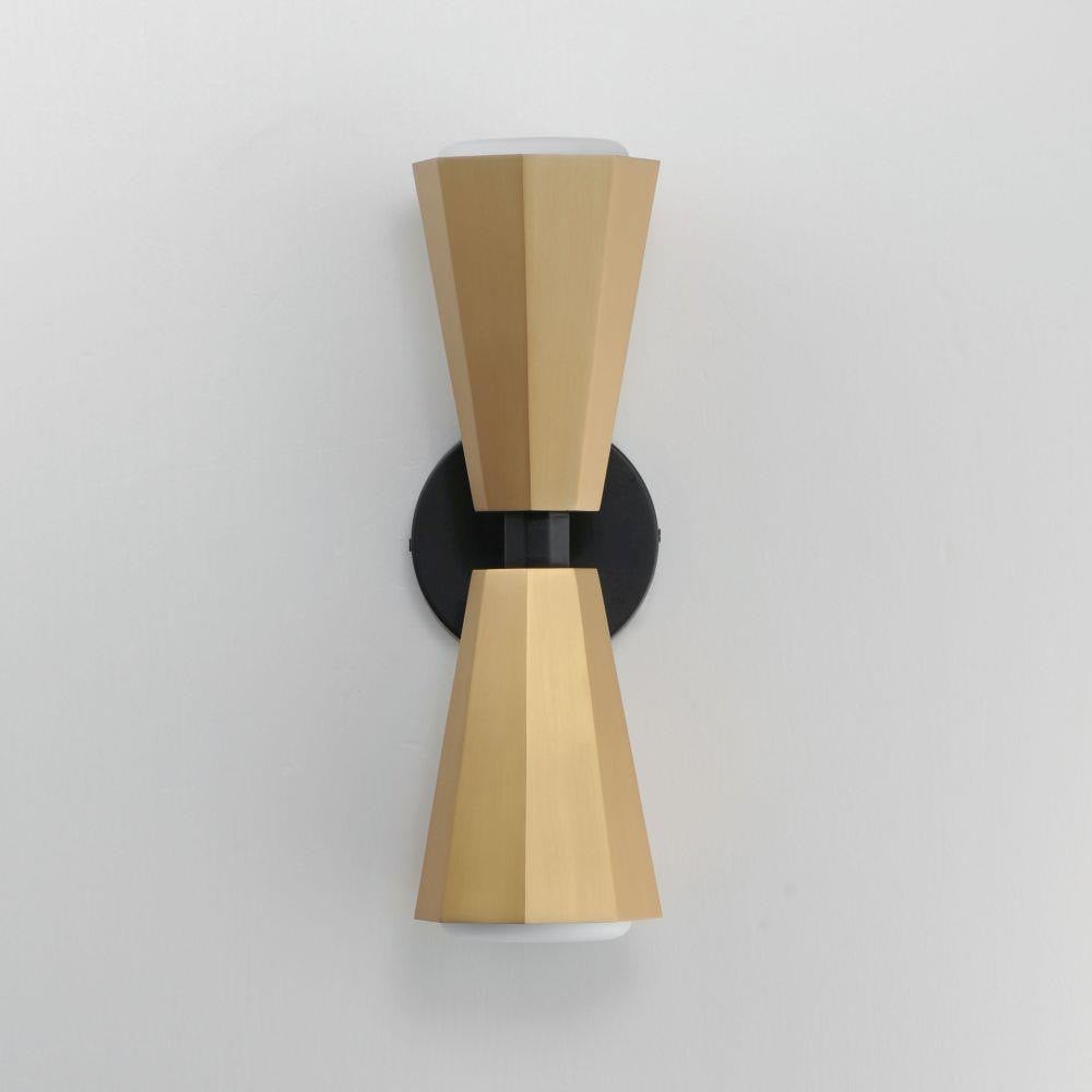 Maxim Lighting 10810SWBKAB Rizzo Wall Sconce in Matte Black and Natural Aged Brass - Wall Mounted View
