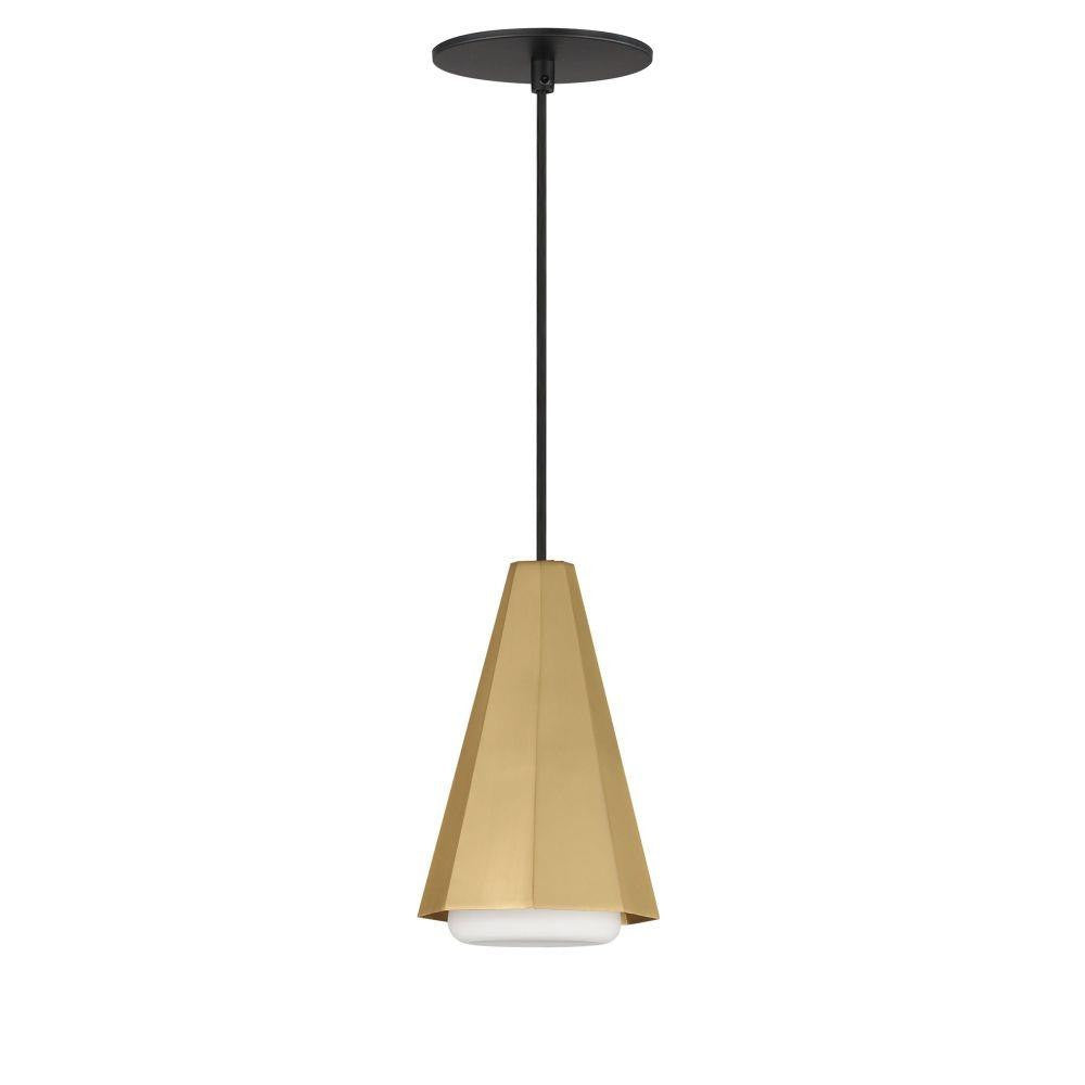 Maxim Lighting 10811SWBKAB Rizzo 1 Light Pendant Full View with Black Canopy on White Background