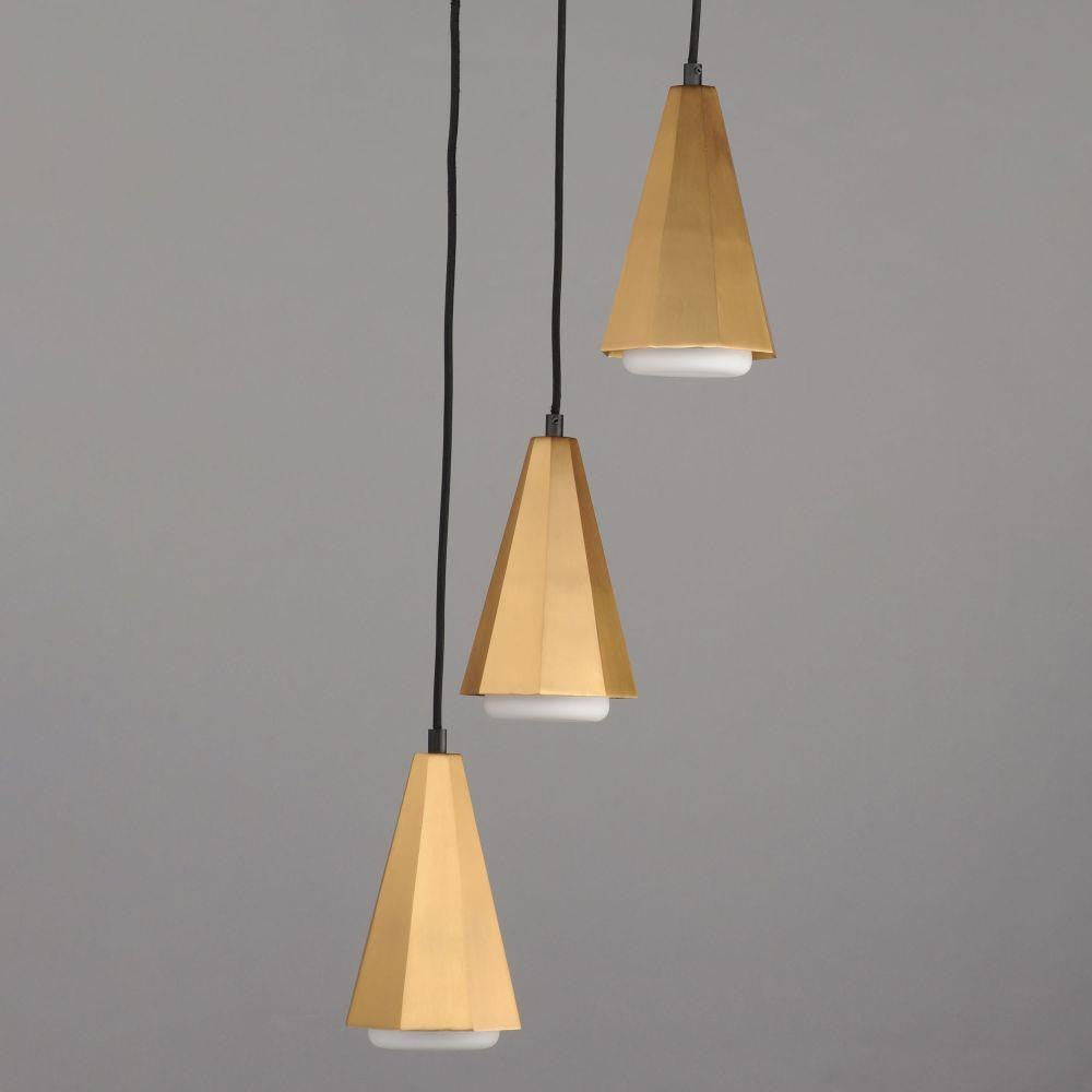 Maxim Lighting 10813SWBKAB Rizzo 3 Light Natural Aged Brass Pendant - Side Angle View